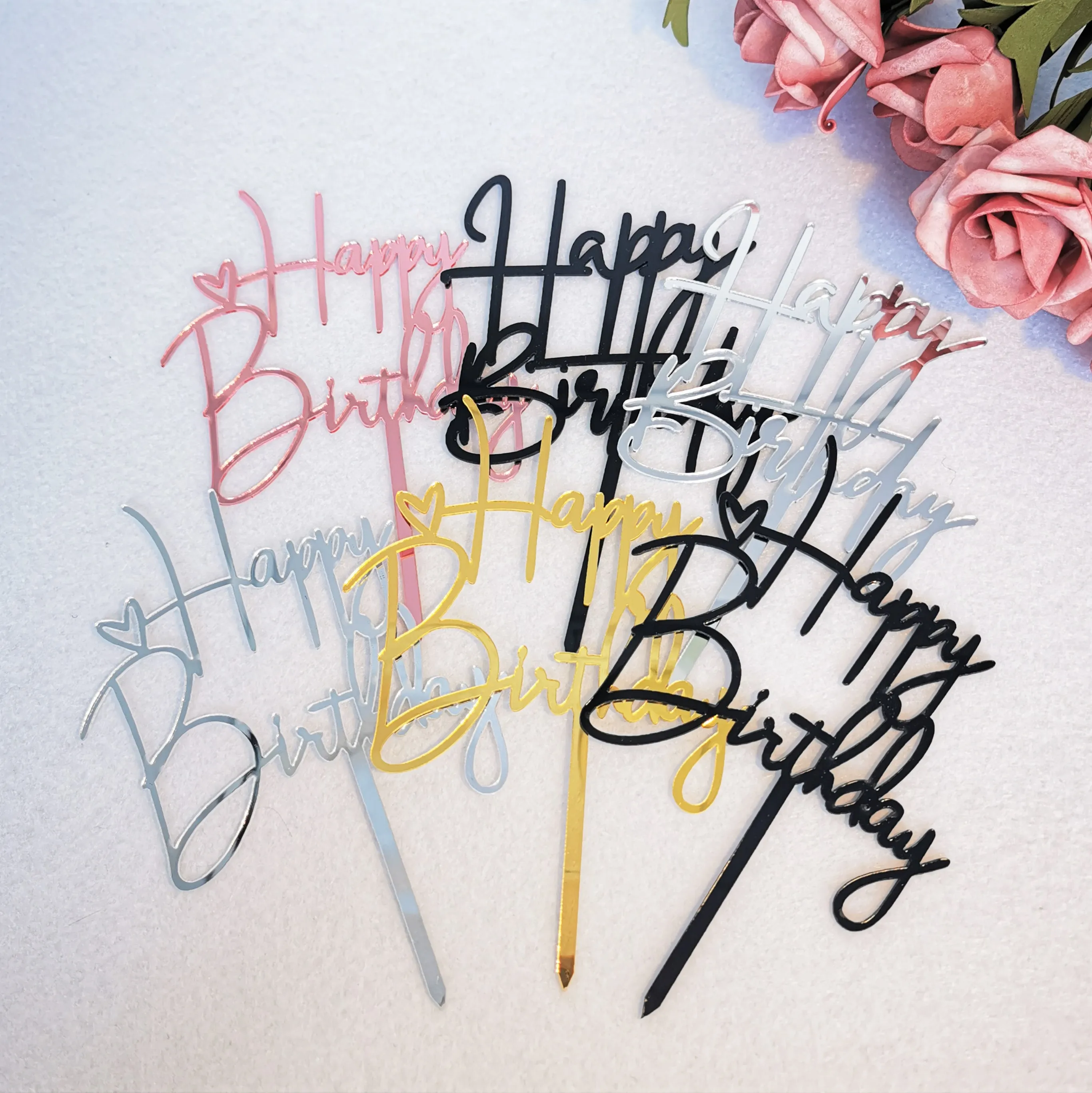 Mini size Happy Birthday Acrylic cake topper Cup cake Picks