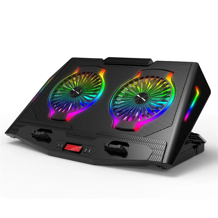 Adjustable Height Computer Chill Mat Laptop Cooling Pad RGB Gaming Notebook Cooler Laptop Fan Stand With Phone Holder