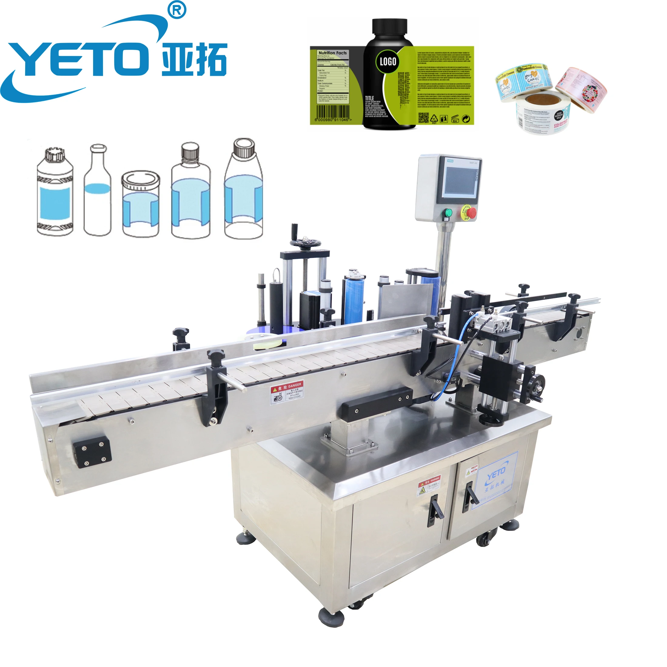 YETO-High Speed Industrial Automatic Labeling Machine Round Bottle Drinks Beverage Bottle Labeller Adhesive Sticker Wine Bottle