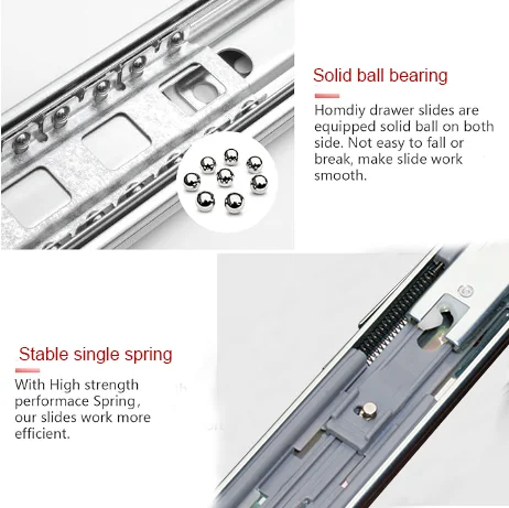 Fusaier 45mm soft closing drawer guide glides rails 3 fold full extension damper buffer hydraulic ball bearing telescopic slides