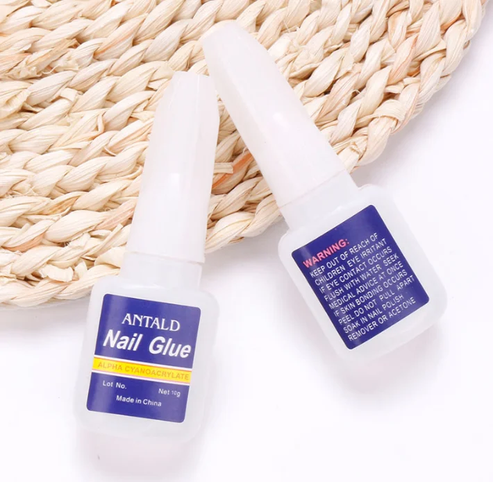 10g Nails Glue Adhesive Blue Bottle With Brush Acrylic False Nail Strong Sticky Glue
