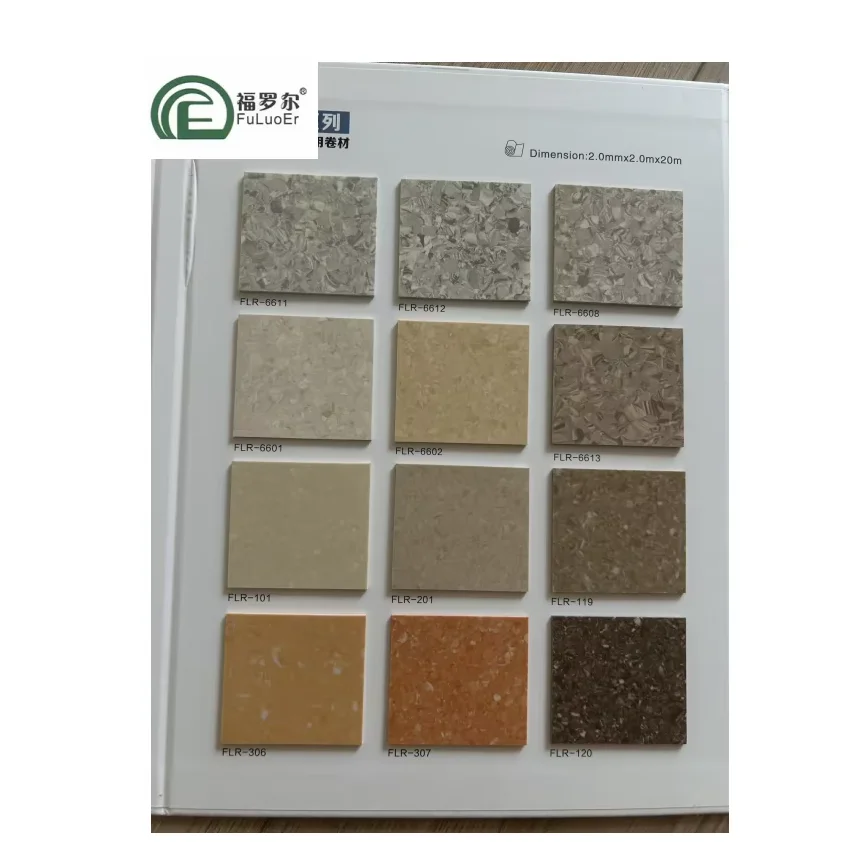 FuLuoEr Promoted Product HOMOGENOUS VINYL 2mm Anti-bacterial Antistatic Homogeneous Vinyl Pvc Vinyl Roll PUR Modern Indoor Use