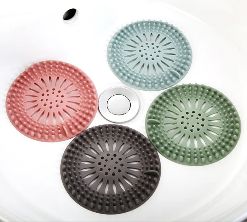 Disposable Bath Tub Bathroom Bathtub Sink Shower Drain Cover Pet Cat Dog Hair Catcher Tool Durable Silicone Hair Stopper