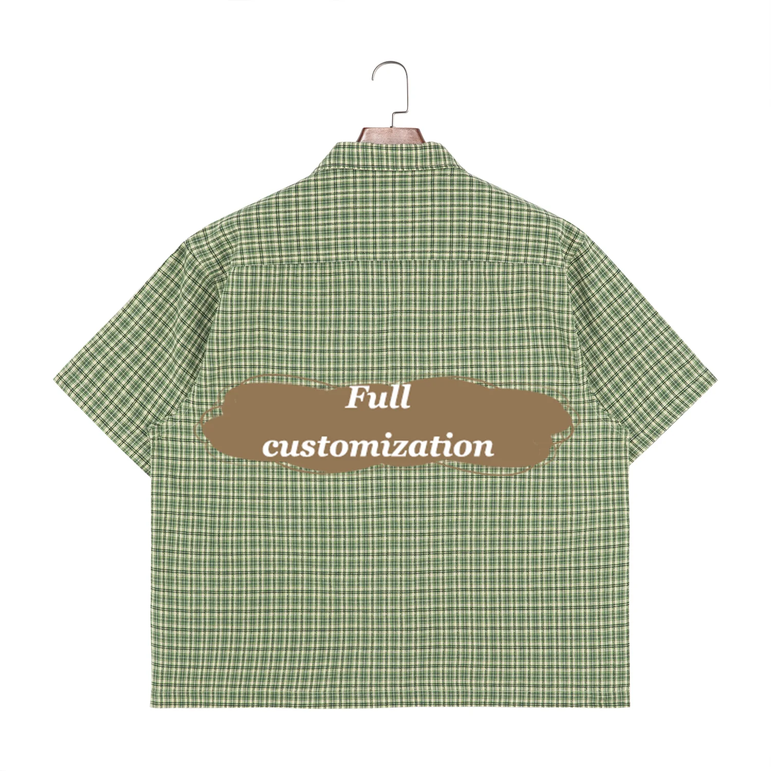 Checked Cotton Button Up Shirt Formal Work Vocation Shirt Wear Square Collar Short Sleeve Plaid Shirt