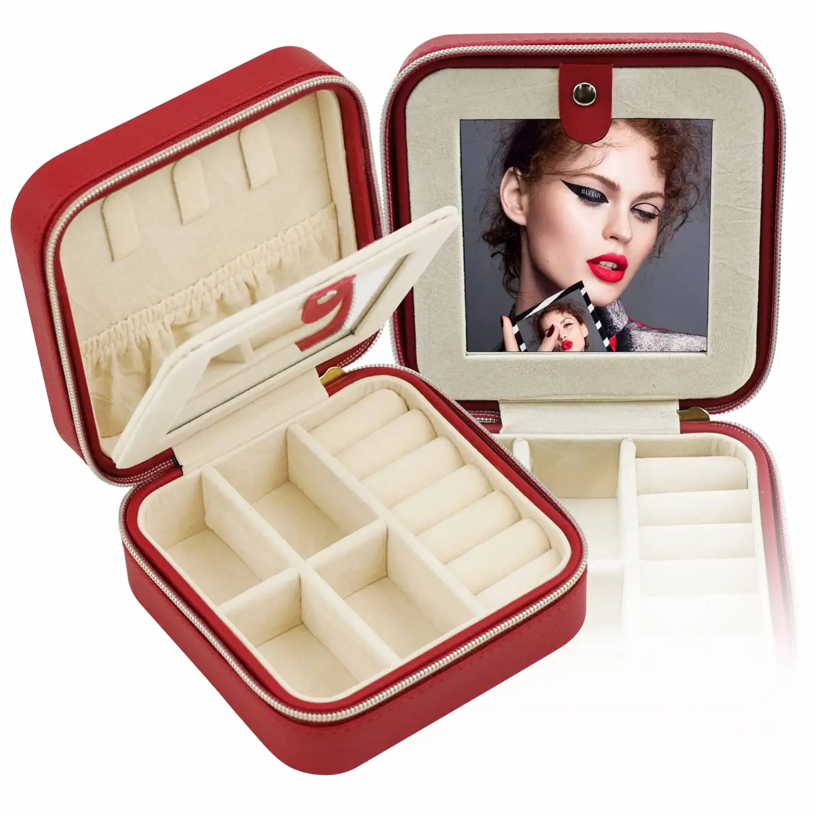 free sample jewelry organizer box leather travel case storage ring earring necklace bracelet jewellery packaging