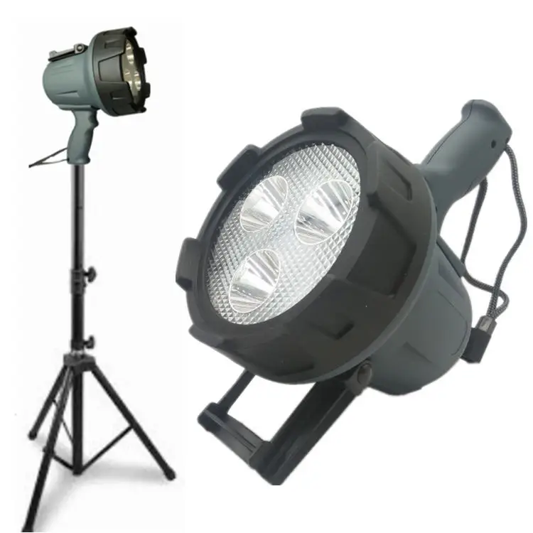 30W 3600 Lumens Brightest AC DC Rechargeable Spotlight Camping Lantern IP66 Floating Tripod Mounted Adjustable Stand Rail Safety