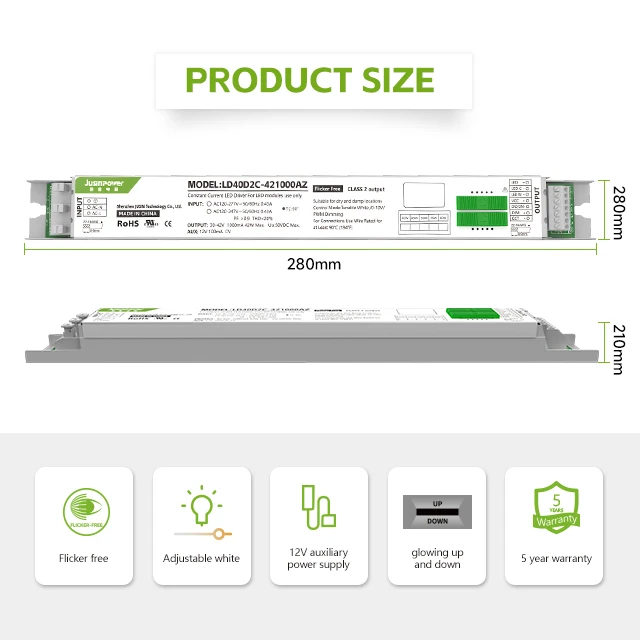 40 Вт 1000mA коммерческий свет двойной источник питания глубокий затемнение пять цветов программируемый светодиодный драйвер