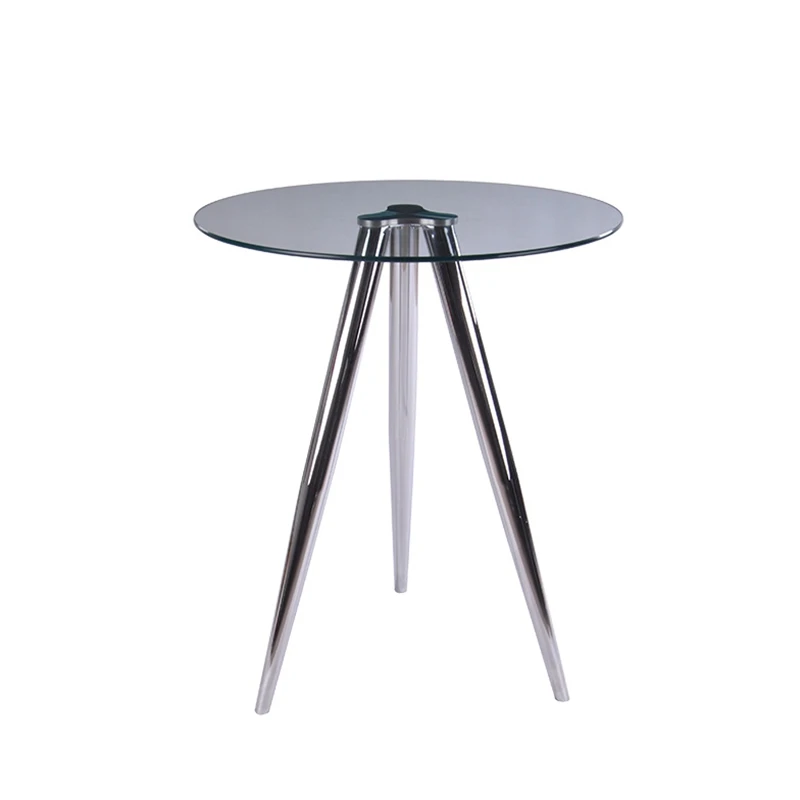 Luxury Italian Style Room Furniture Metal Legs Modern Glass Top Round Dining Table For Sale