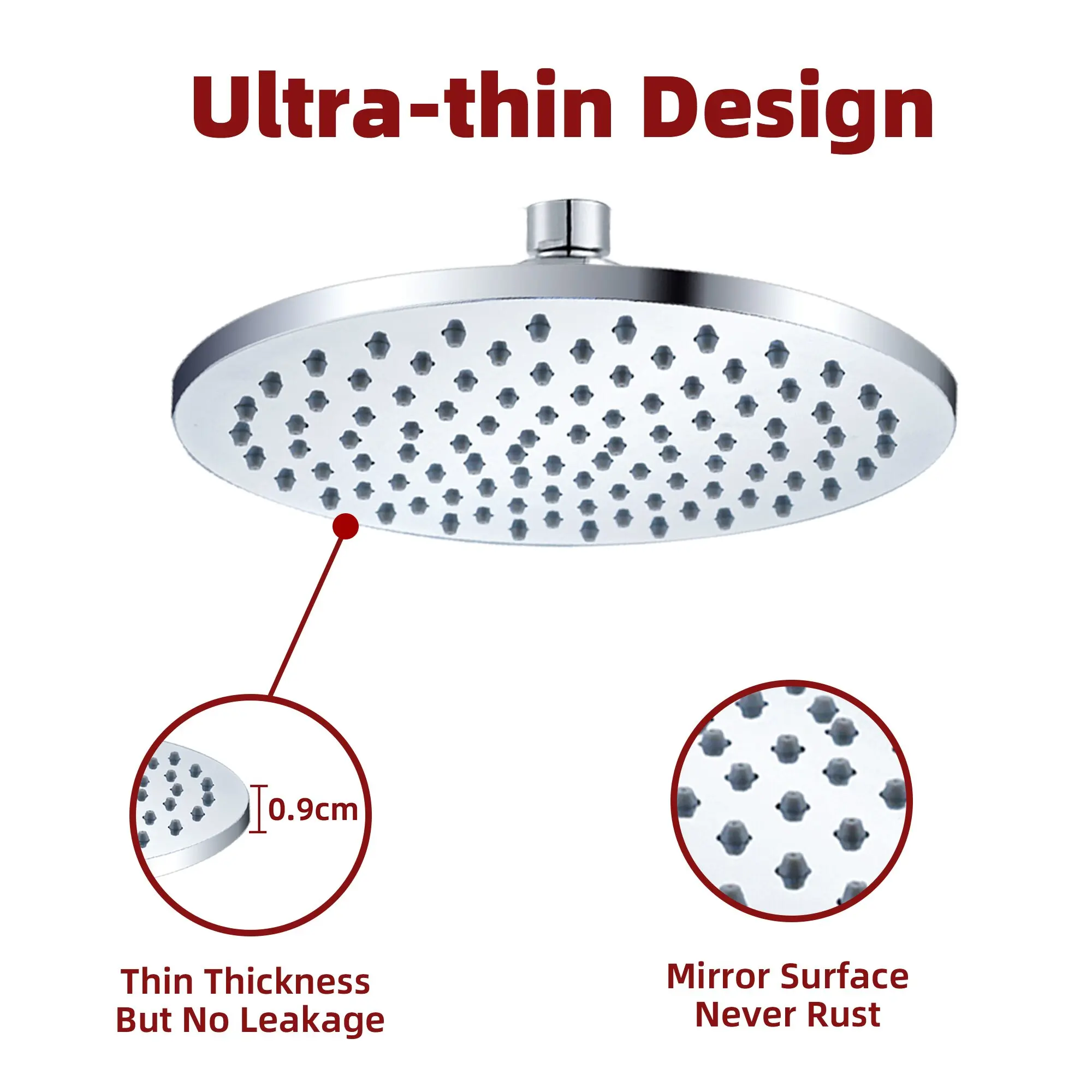 Adjustable Shower Set With 8 Inch High Pressure Rain Shower Head  And 5 Settings Handheld  Shower Spray With 1.5-1.8 m Long Hose