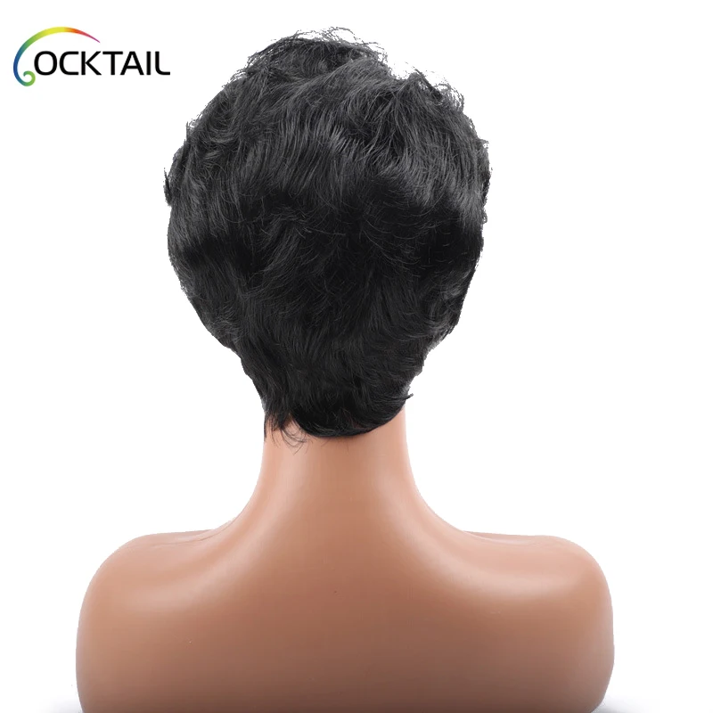 Short Silky Straight Wave Synthetic Wigs Kanekalon Fiber Different Colors Synthetic Wigs In Stock