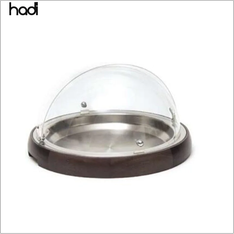 Wholesale Hadi Catering Luxury Arabic Wooden Bread Basket Elegant Stainless Steel Cover for Weddings Restaurants Hotels in Dubai