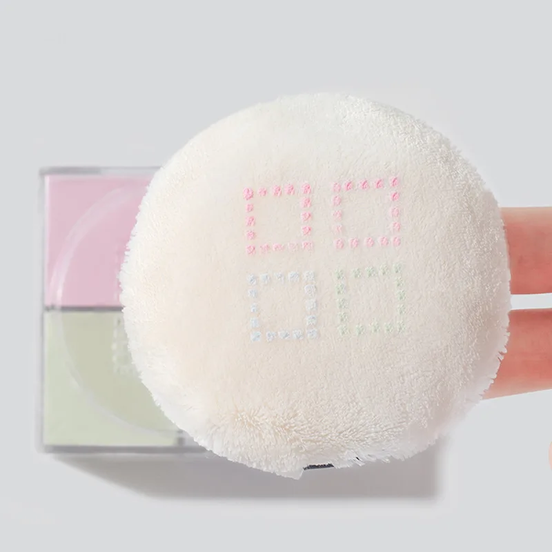 High Quality Customize Logo Portable Soft Up Foundation Puff Sponge Makeup Cosmetic Facial Velvet Round Powder Puff