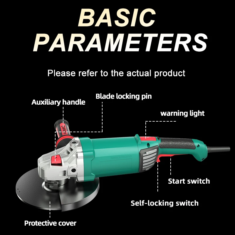 Universal Wired Electric Rotary Tool 2600W Brushless Angle Grinder 180mm