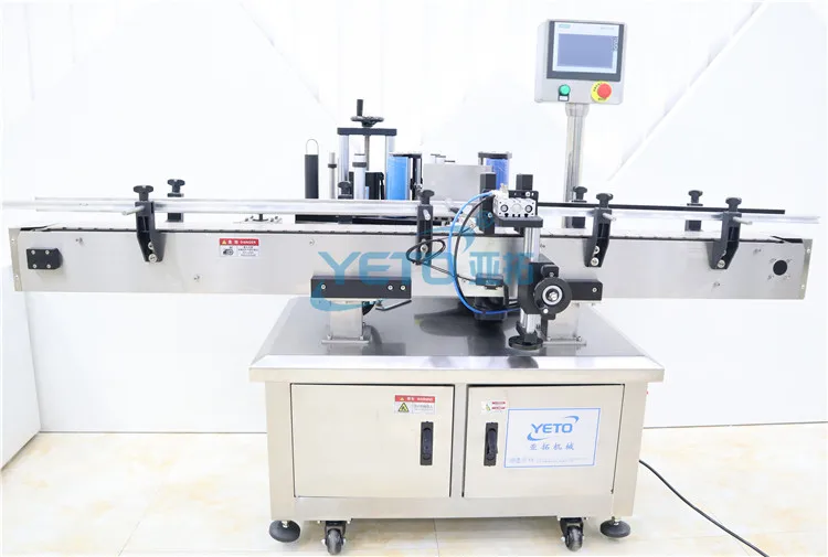 YETO Automatic round bottle jar can tin drum barre sticker labeling machine for plastic bottle and glass bottle