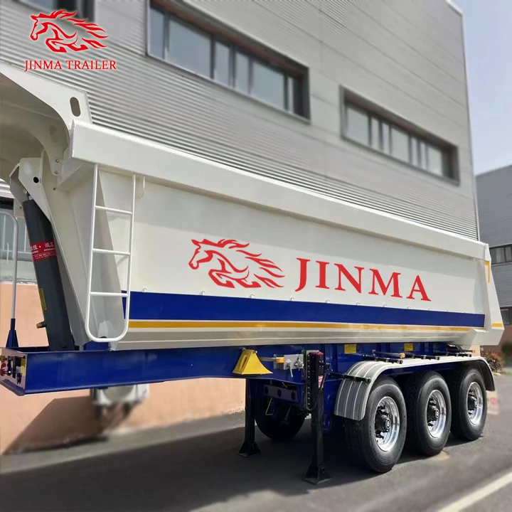 China Tri-axle Trailer Heavy Duty Load 60--80ton Hydraulic Dump Tipper Trailer Truck Rear Dumper Semi Trailers