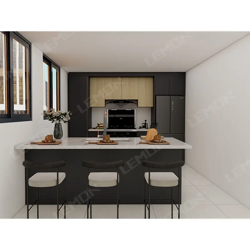 Reasonable Price Modern Home Kitchen Design Small Wood Kitchen Cabinet Export To Italian for Apartment