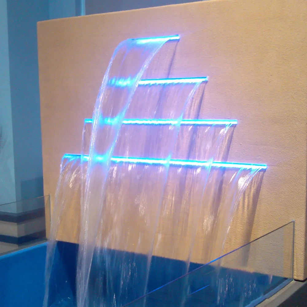 Swimming Pool Decorative Wall Hanging Indoor LED Light Blade Cascade Waterfall For Home
