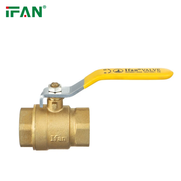IFAN ASTM D2513 Anti-corrosion 1/2'-2' Brass Ball Valve Yellow Straight Handle Gas Valve Female Thread Brass Gas Valve