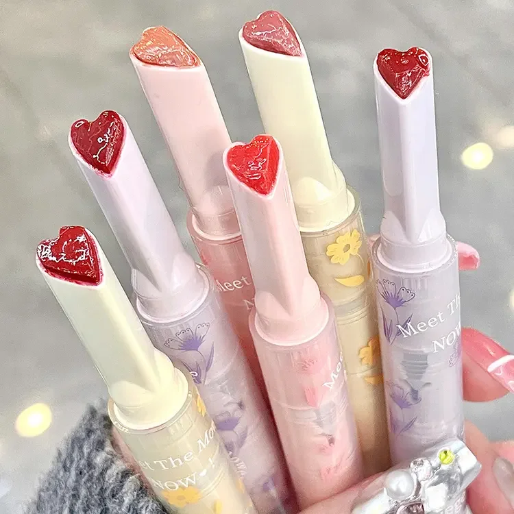 Heart-Shape Cute Vegan Glossy Lip Gloss Wholesale Private Label Makeup Waterproof Long Lasting Korean Liquid Lipstick