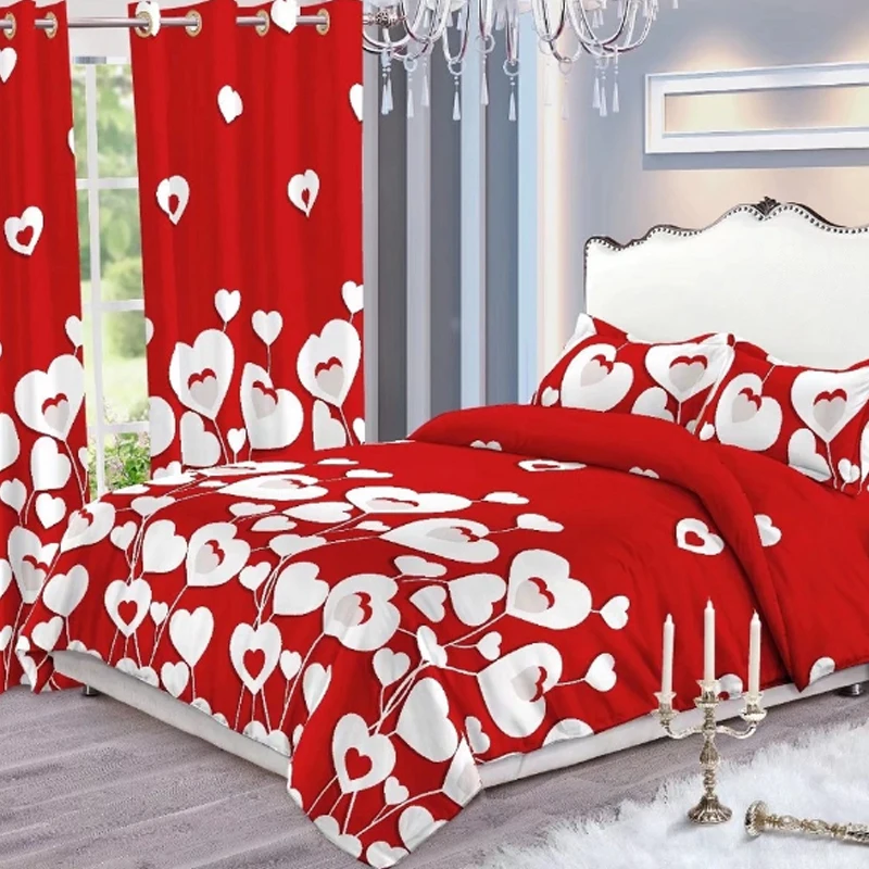 ENOJU Ready Made Kirtasiye Matching Bedsheets and Curtains Bed Sheet Set with Curtains for house Room (1600614357070)