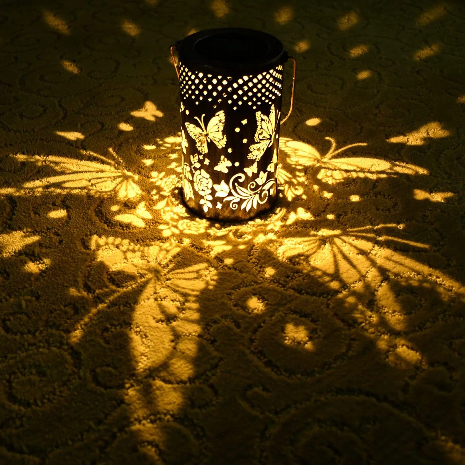 4 in 1 Led Solar Leaf Dragonfly Butterfly Flower Projector Hang Night Light Courtyard Lantern Outdoor Table Portable Wind Light