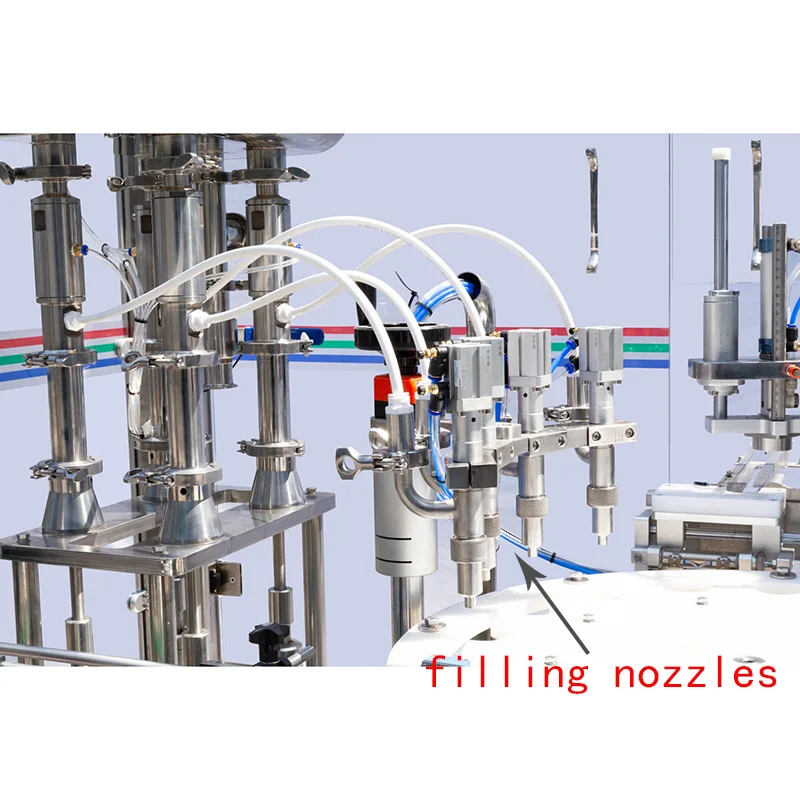 Automatic 4 heads plastic round bottle drinking liquid filling and sealing