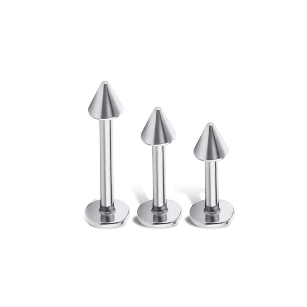 ASTM F136 Titanium Externally Treaded Labret Piercing  Body Jewelry Ear Lip Ring Earring For Woman Man