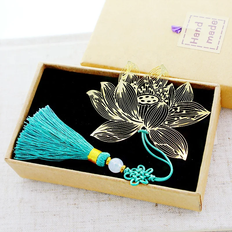 
Lotus Flower Bookmark Lotus Bookmarks Fancy Student Bookmark with Tassel 