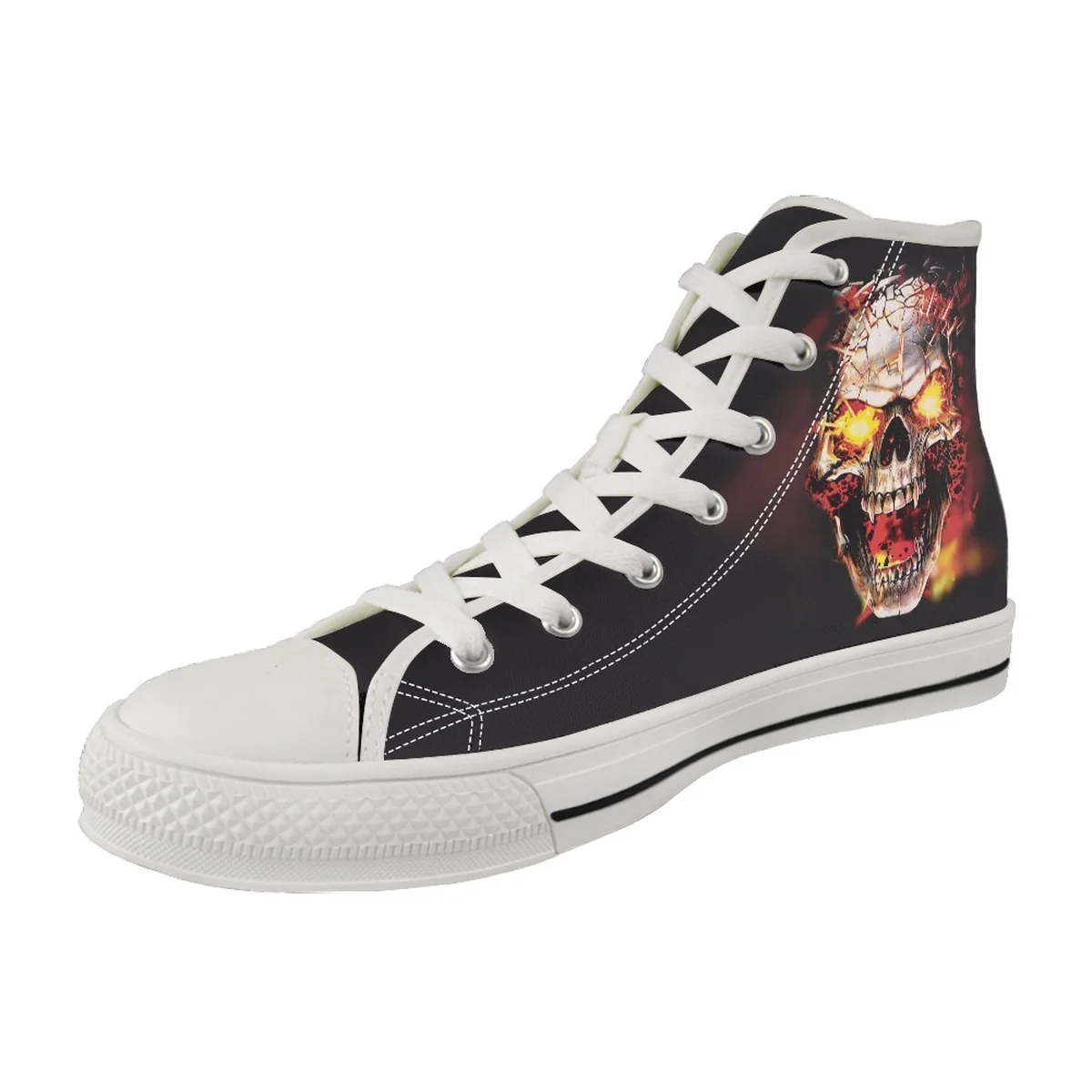 Print On Demand Unisex High Top Canvas Sneakers Shoes Human Skeleton White Black Sneakers Casual Walking Shoes