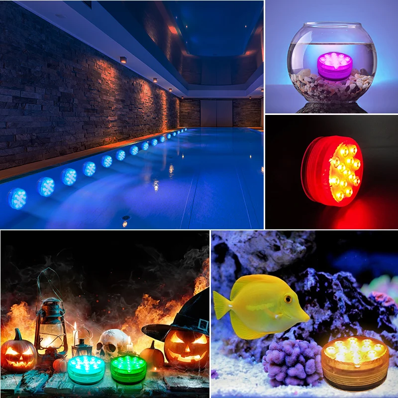  Battery Under Water Ip68 Waterproof Suction Cup Swimming Pool Light Led Underwater Submersible Remote