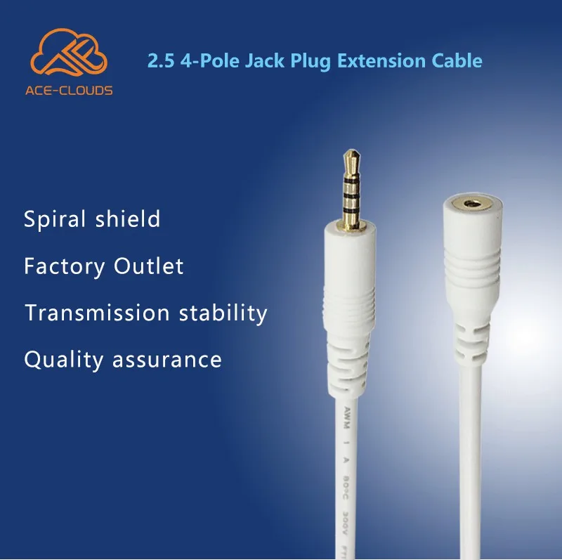 4-pole 3.5 mm 2.5mm Jack Male to female Stereo Audio Headphone Aux Cable