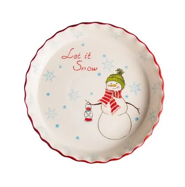 
Ceramic plate baking tray 10 inch round deep dish dinner plate 