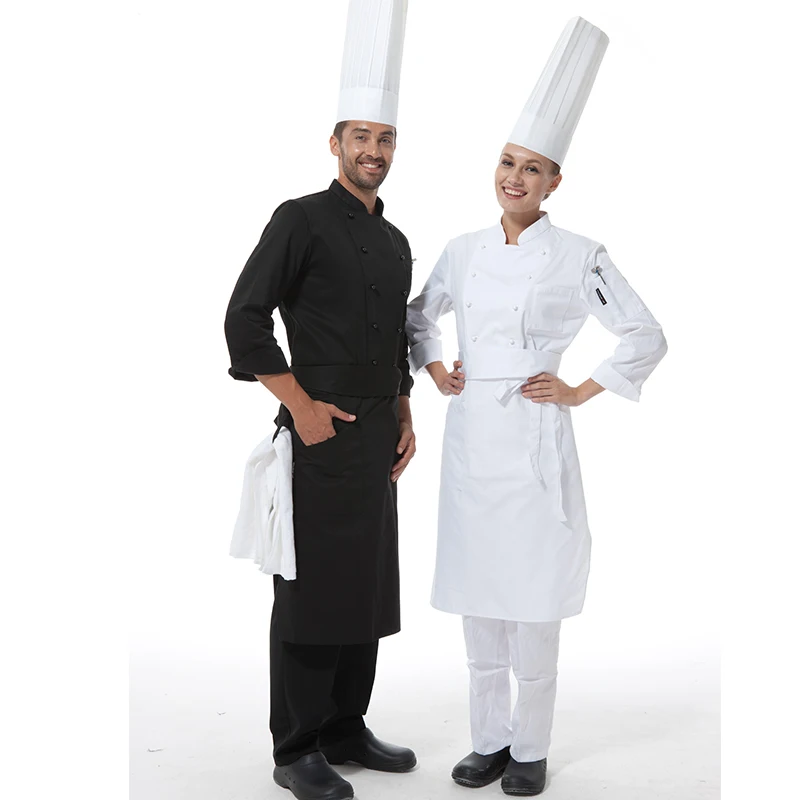 
CHECKEDOUT Long sleeve movable buttons professional chef uniform and kitchen uniform for restaurant and hotel 