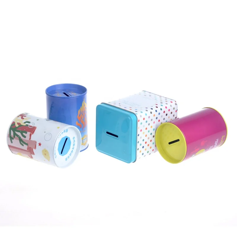 Customized coin tin can piggy bank metal money saving box donation charity gift tins