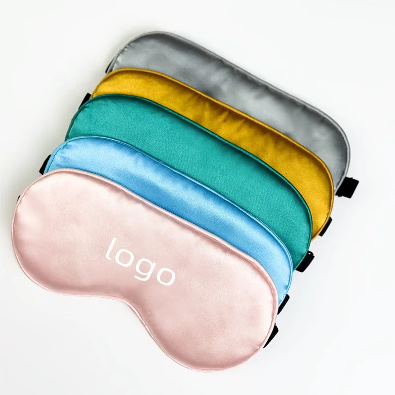 Customized Super Smooth Unisex silk satin Eye Mask for Airplane Hotel Sleep Eyemask
