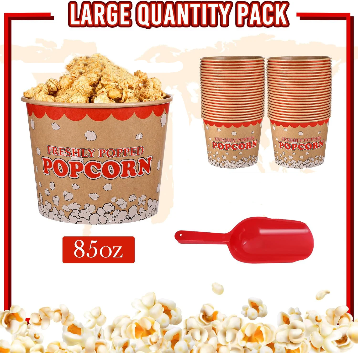 wholesale custom disposable paper popcorn buckets popcorn branded paper cups bowls bucket for popcorn