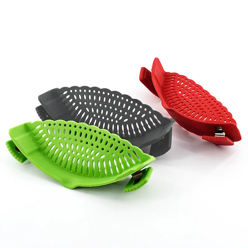 Fits All Pots Pan Bowls Pasta Spaghetti Veg BPA free Food Strainer Silicone Kitchen Strainer clip on strainer for pots pan