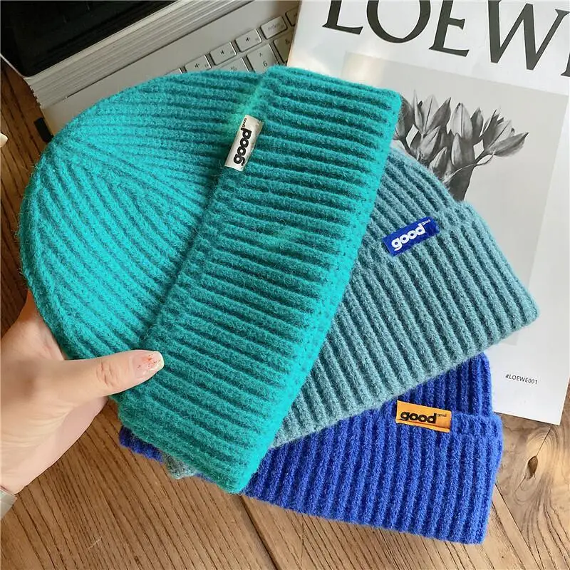 knitted merino wool hats custom logo beanie waffle knit beanie