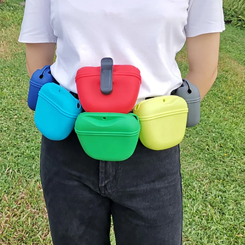 Custom Logo Colorful Silicone Pet Dog Treat Training Pouch Silicone Dog Treat Waist Bags
