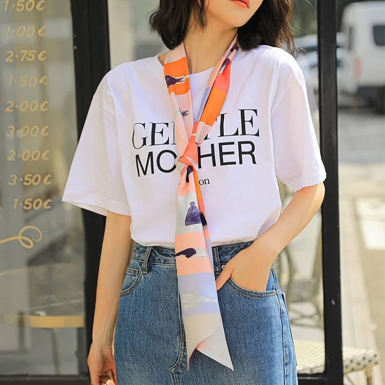 Custom women printed textured satin shawl silk scarf malaysia hijab shawl scarves.