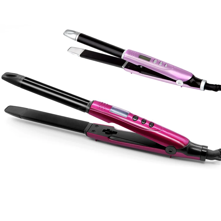 
planchas de cabello Flat Irons Titanium Plates 2 in 1 Volums Straightening Curling Iron Hair Straightener Customs Flat Iron 