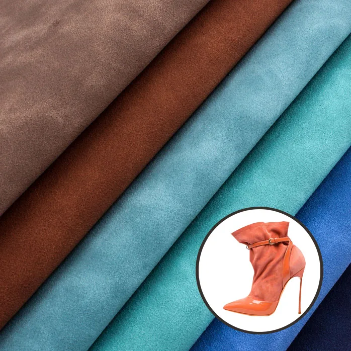 Soft 0.9 mm Lamb Skin Suede Woven Artificial Leather Upper Material Synthetic PU Faux Leather for Shoes Clothing Bag Making
