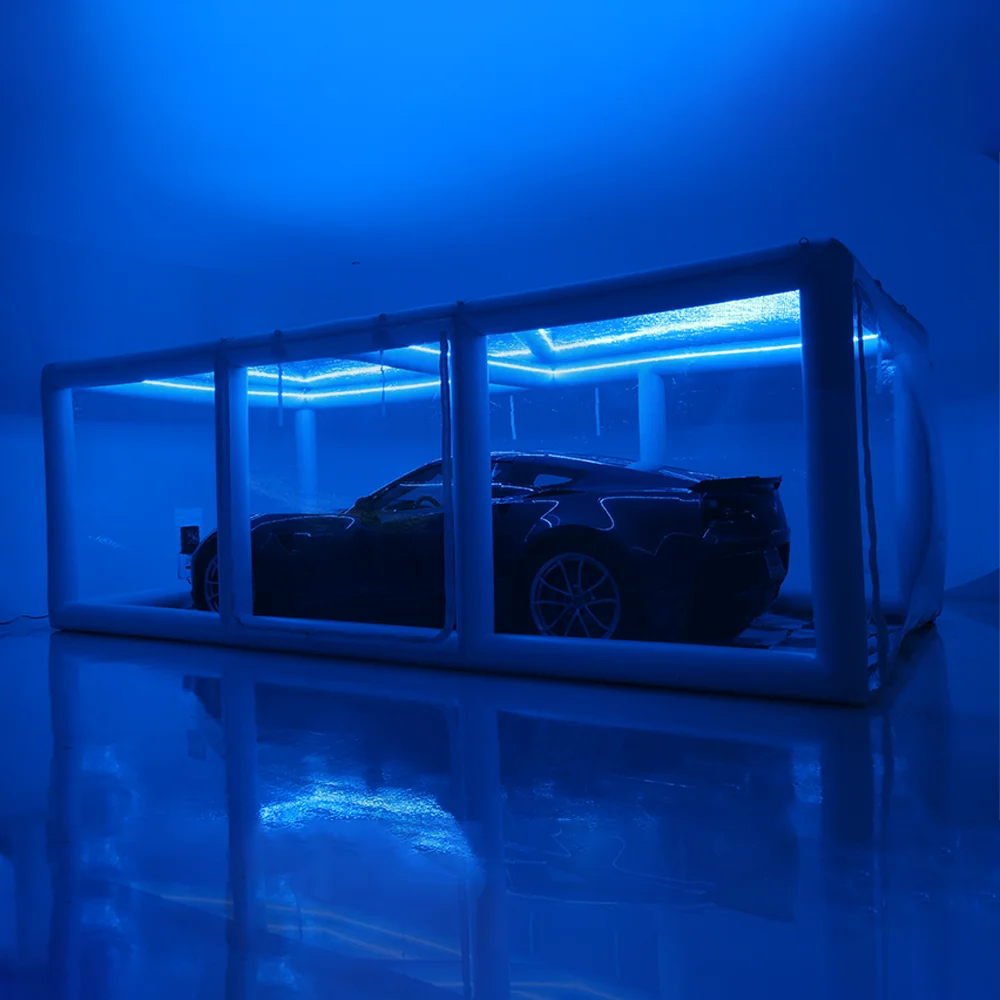 Blow Up Clear Pvc Waterproof Inflatable Car Cover Air Tight Portable car wash inflatable car Showcase Capsule Shelter Garage