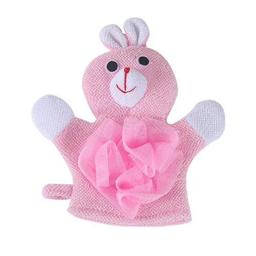 Custom Terry Cloth Loofah Cute Shower Mitt Animal Design For Children Baby Cleaning Bath Mitt