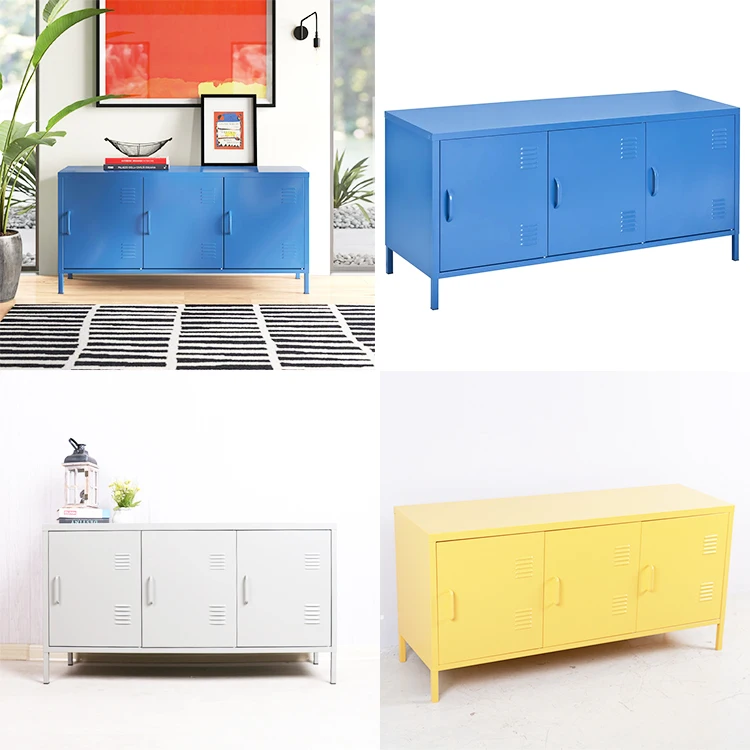 Living Room Furniture Stands Type Tv Cabinet 3 Doors Store Content Cabinet Metal Tv Cabinet