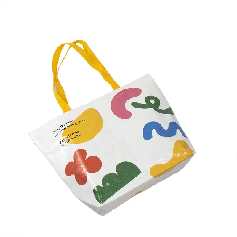 Custom Logo  Waterproof Plastic Pp Woven Shopping Tote Bag