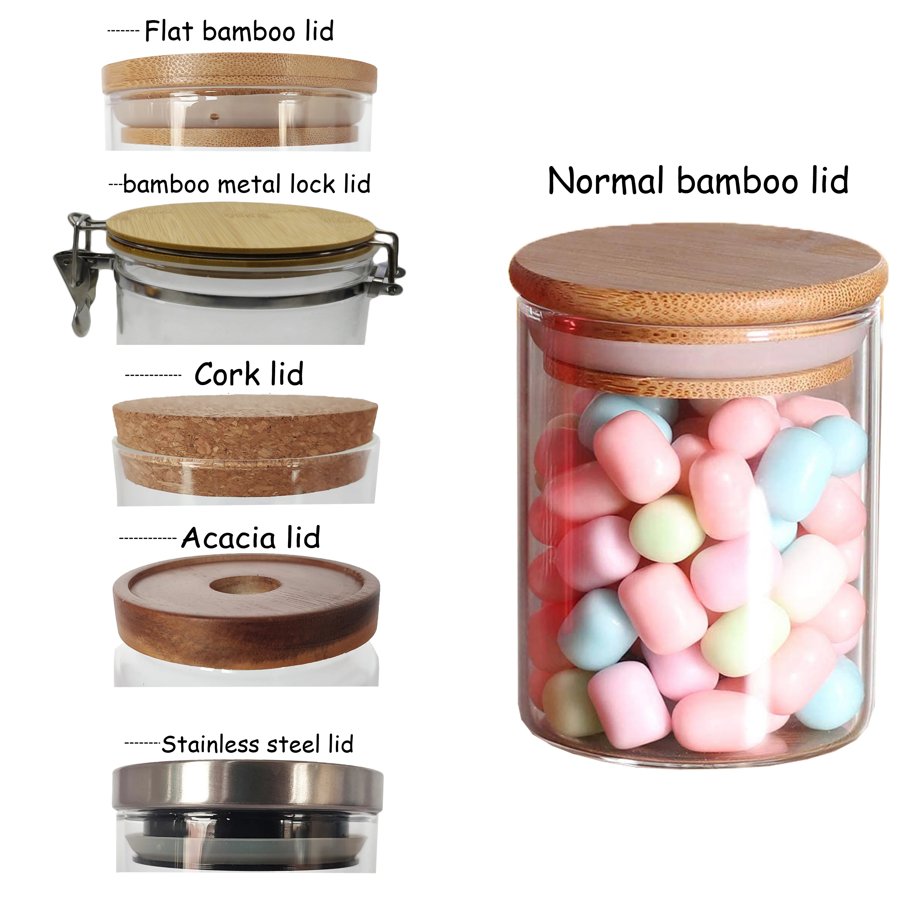 Small High Borosilicate Glass Jars with Bamboo Lids Kitchen Storage Jars Silicone Ring for Airtight Sealing Perfect GS179E