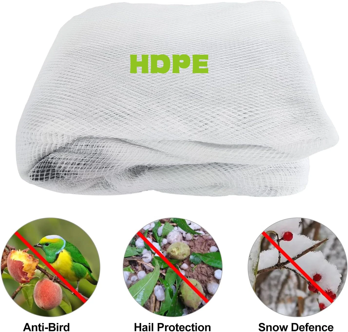 HDPE and UV White Garden Hail Netting Strong Mesh Hail Netting Protection Net for Fruits and Plants
