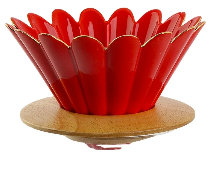 Usesoon новый стиль 2021 керамический цветочный V-образный фильтр для ручного кофе