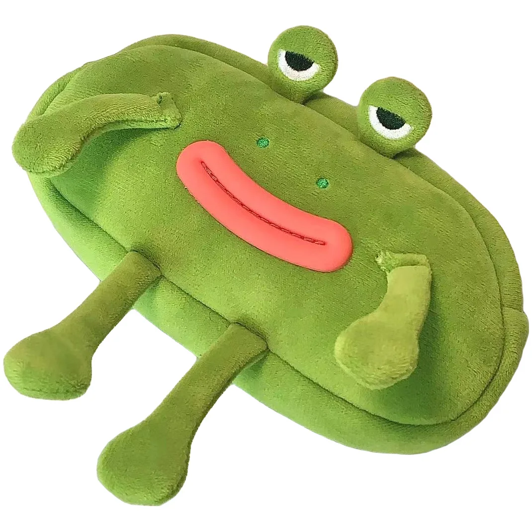hot selling funny big mouth frog plush pen bag large capacity stationery storage bag organizer boy pencil case for school